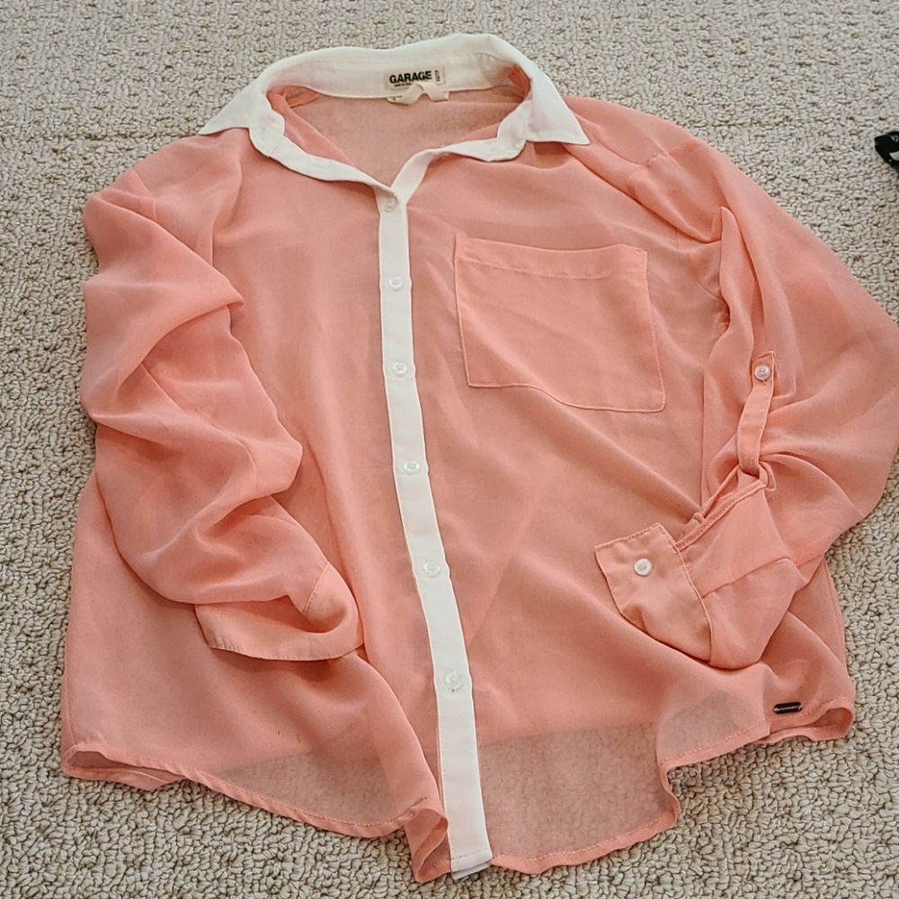Garage coral two toned button down top